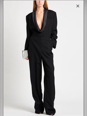 Stunning Safiyaa Tailored Tuxedo Jumpsuit – Black, Size US 4 / FR 36
